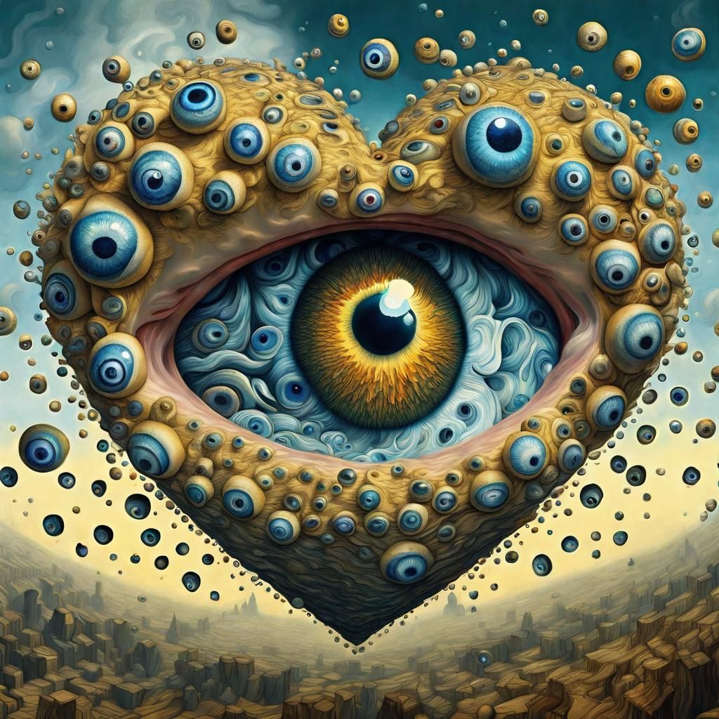 Surreal Eyeball Heart Digital Painting