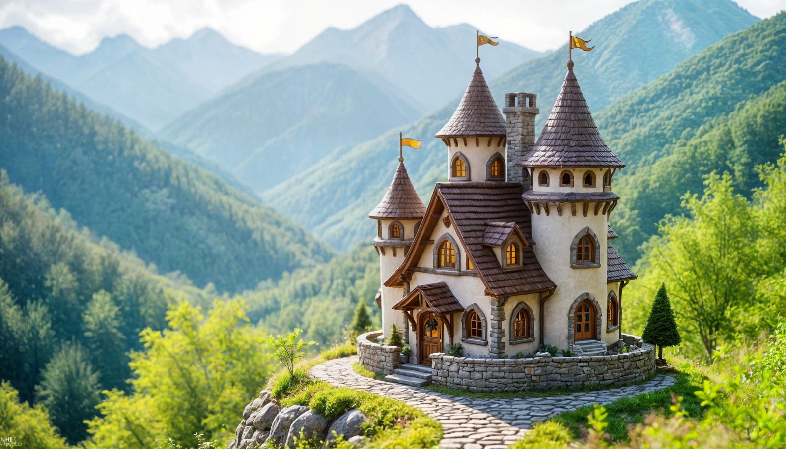 Whimsical Elvish Castle Cottage on Mountaintop