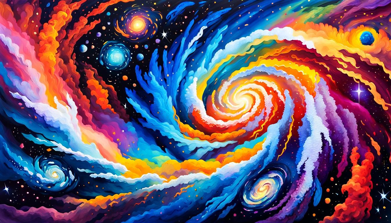 Stunning Galaxy Cluster in Gouache Style