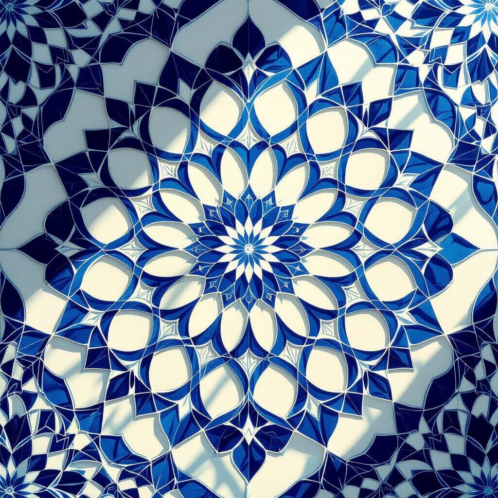 Blue Geometric Pattern in Ultrarealistic Style