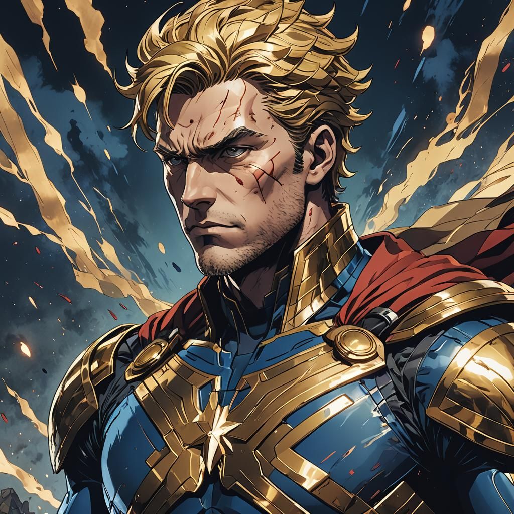 Homelander Masterpiece in Vibrant Cel-Shaded Anime Style