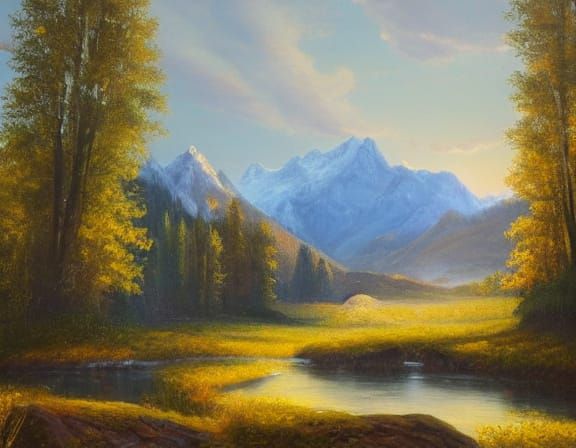 A breathtaking landscape featuring a deep valley surrounded ...