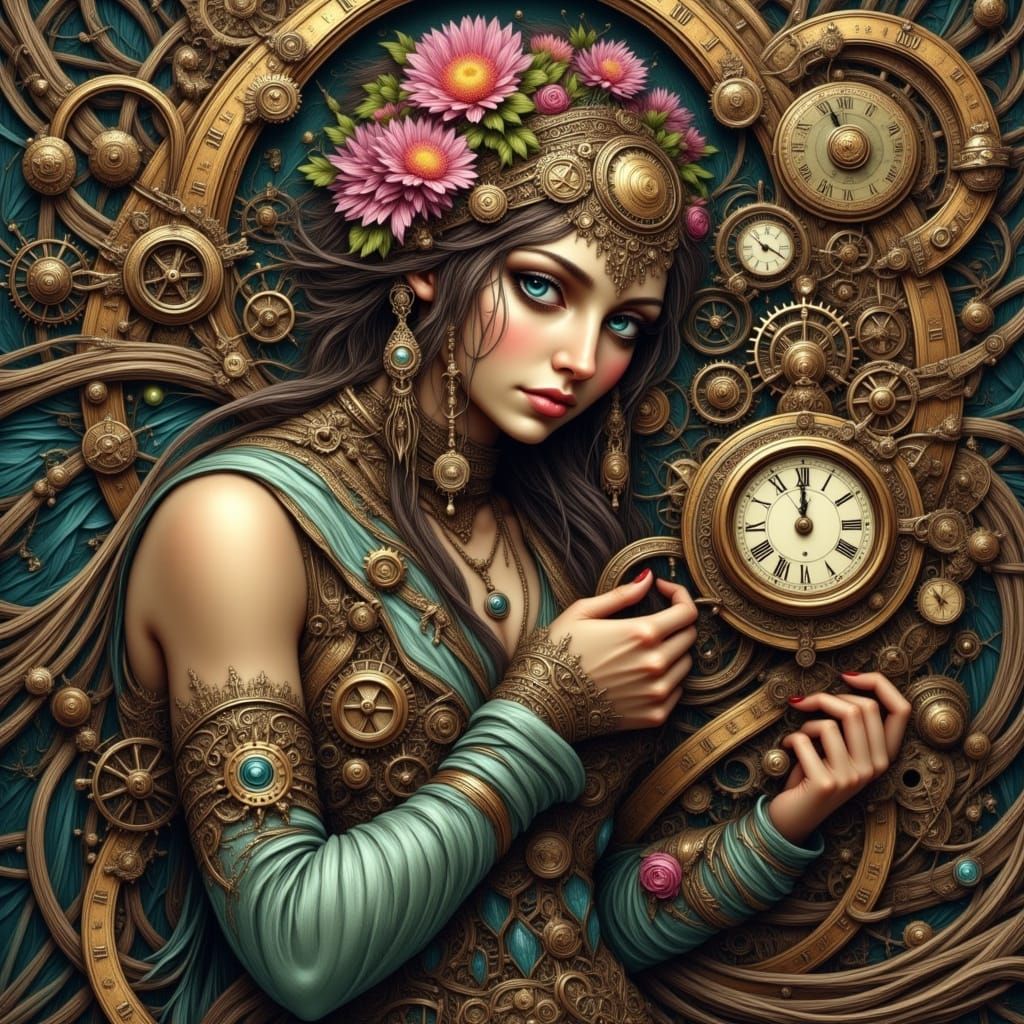 Victorian Flower Pixie Repairs Steampunk Clock