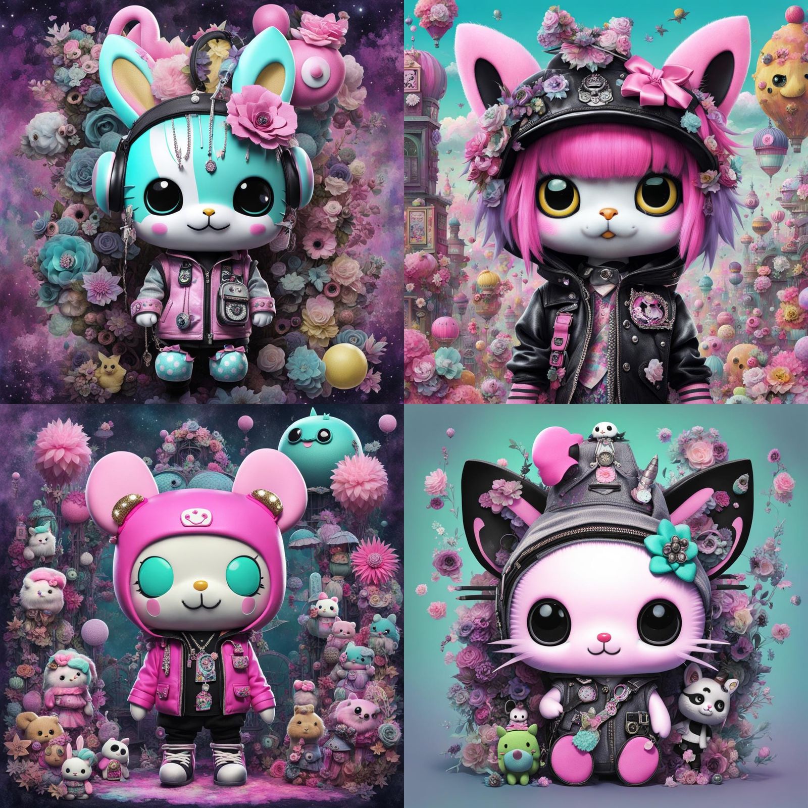 Sanrio Creature in Pastel Goth Collage