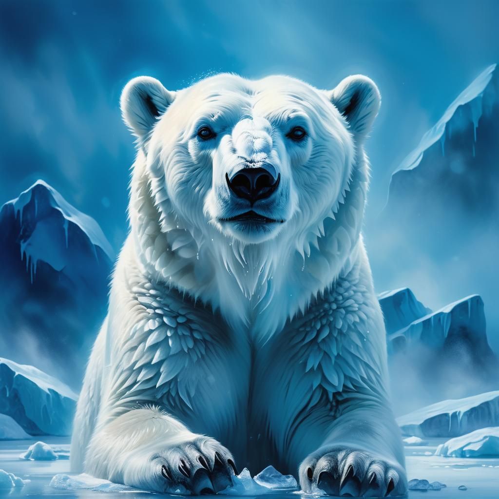 Radiant Polar Bear in Oil Painting Style