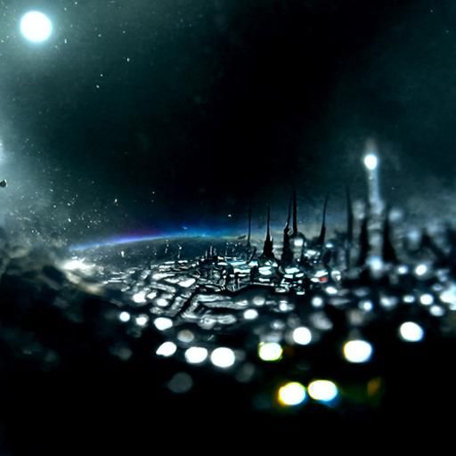Futuristic City in the Cold Darkness of Space