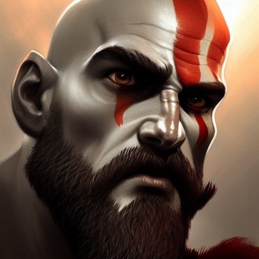 God of War Portrait in Hyperdetailed Digital Art