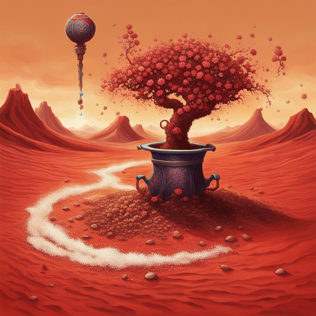 Water Djinn Emerges in Red Desert