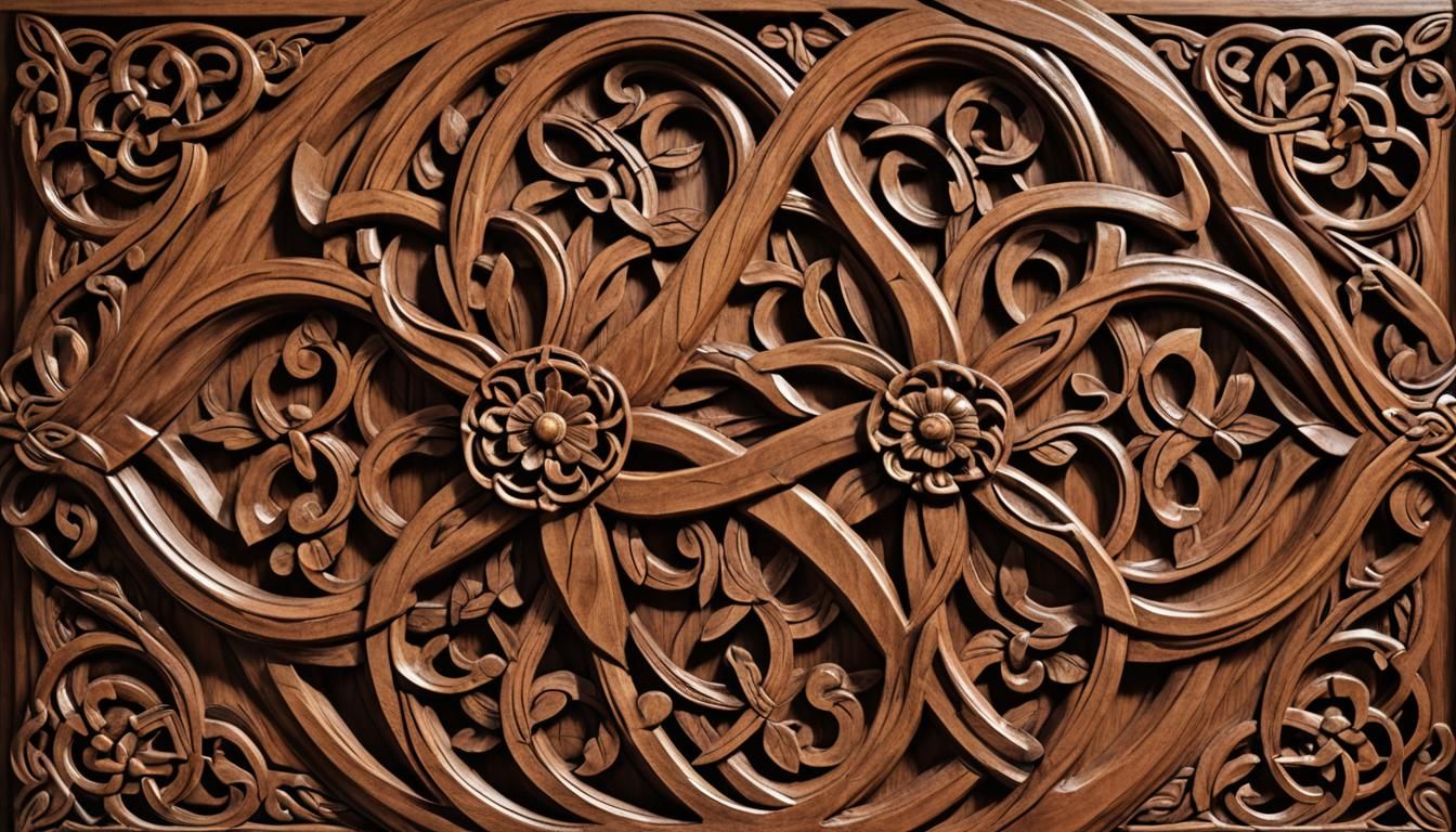Intricate Wood Carving with Celtic Knot Patterns