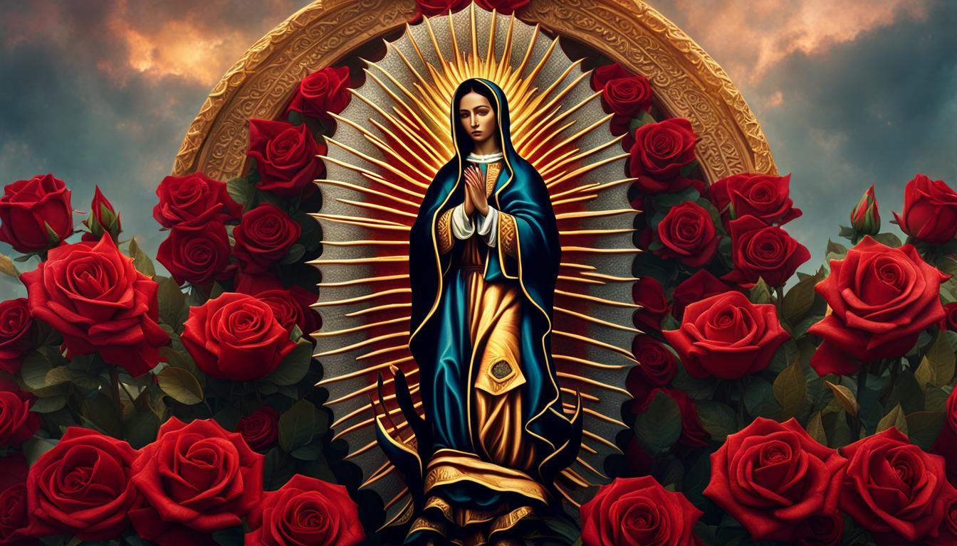 Mary of Guadalupe with Roses: Detailed Matte Painting