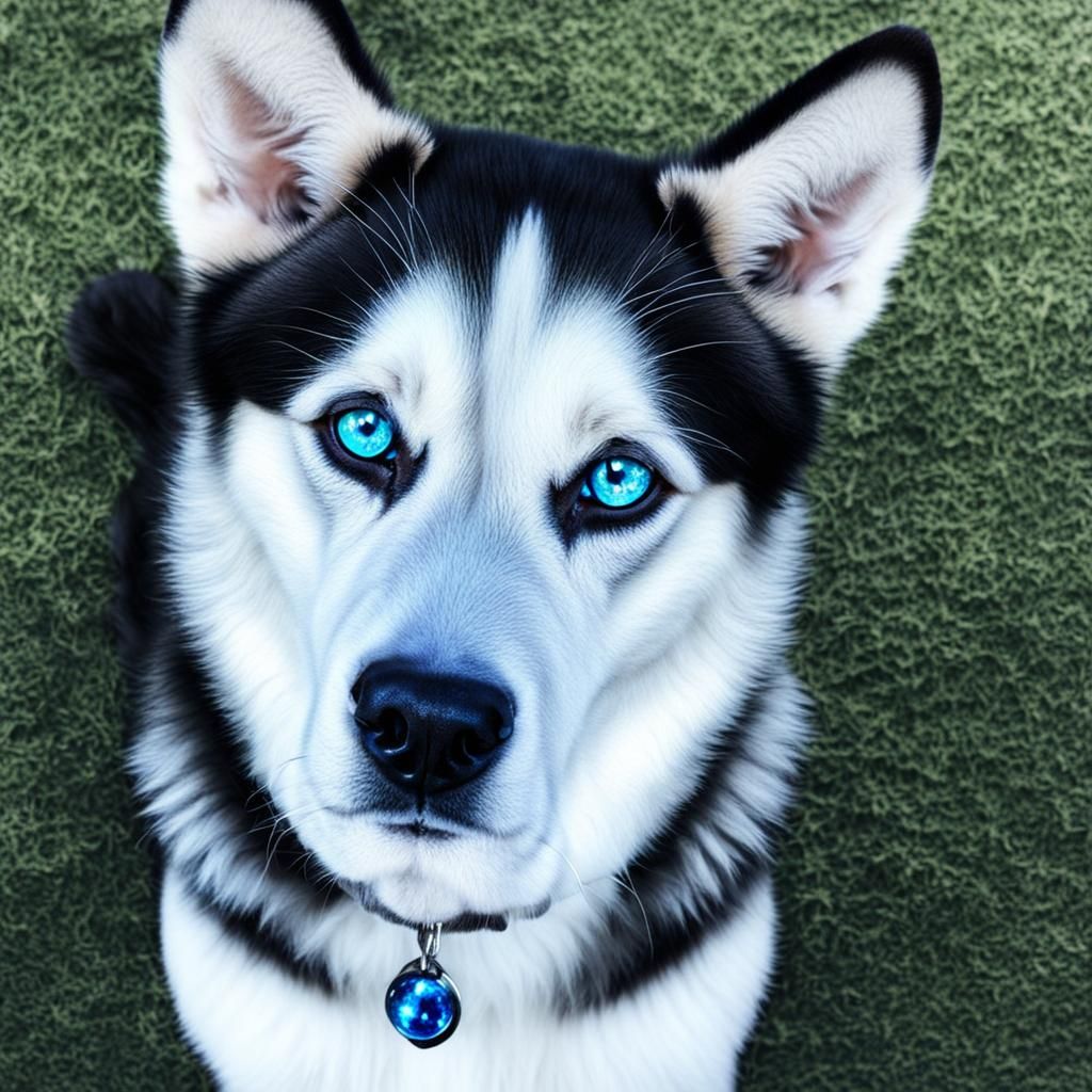 Husky with Bright Blue Sparkling Eyes