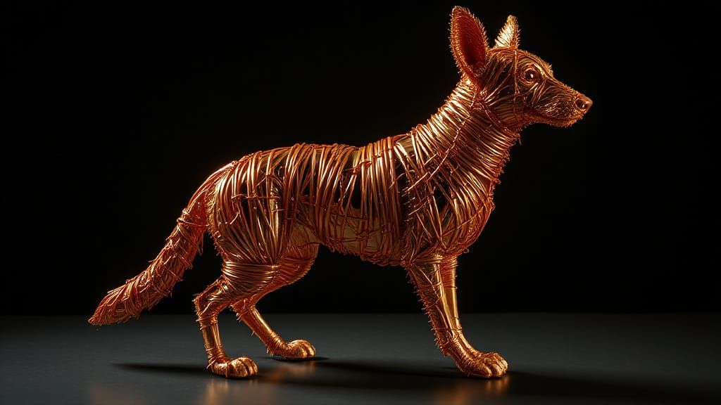 Copper Wire German Shepherd Sculpture