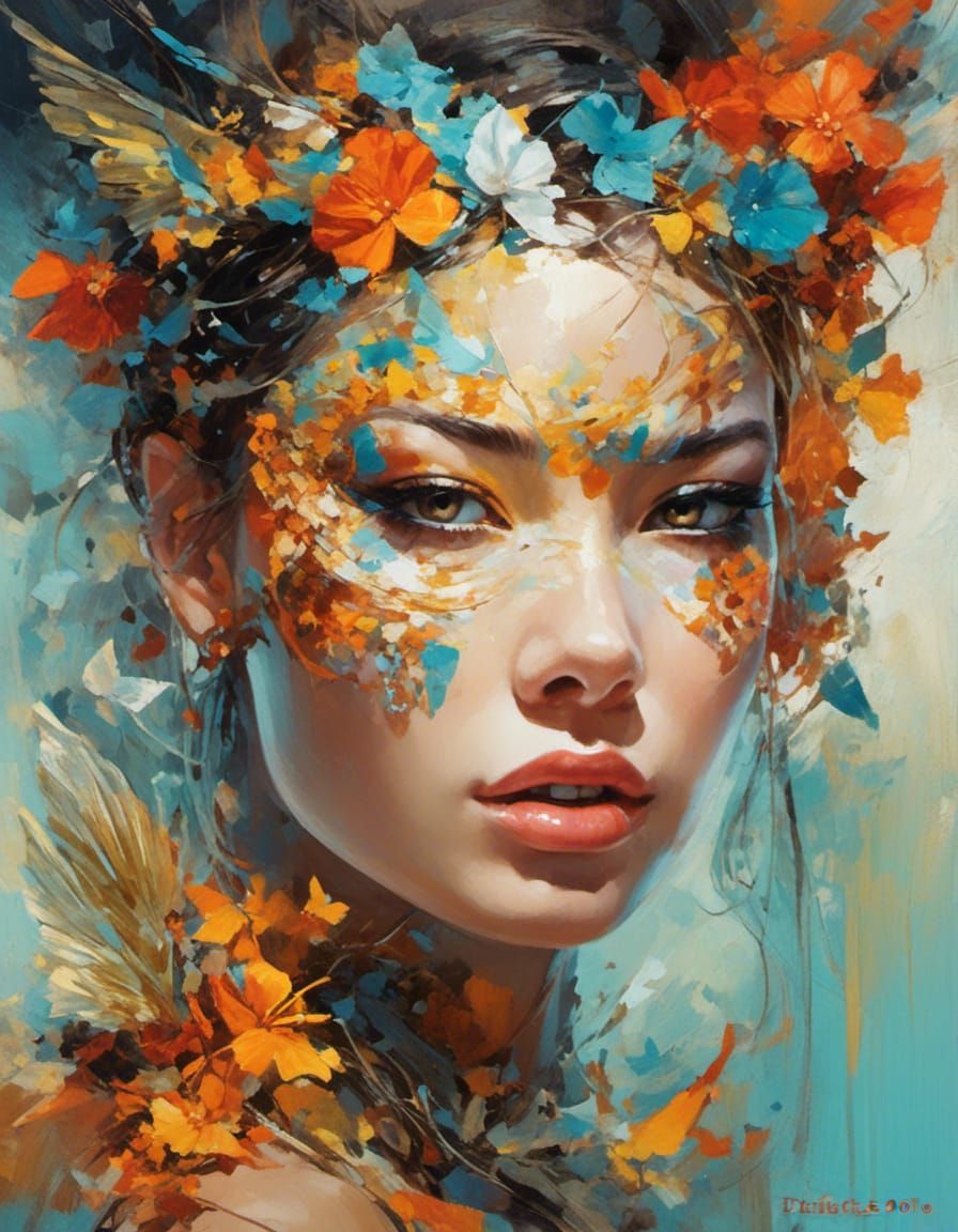 Joyful Girl in Firefly Garden with Strong Expression