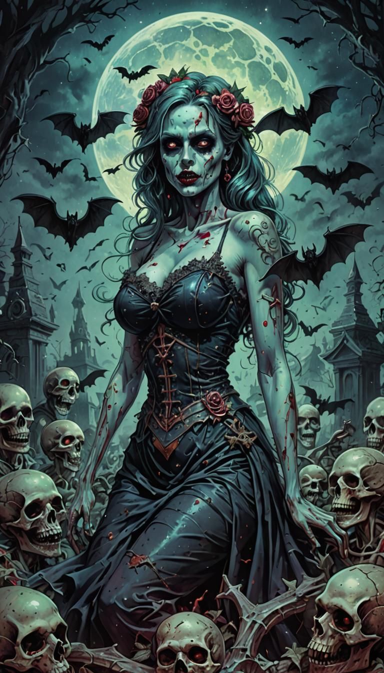 Zombie Pinup in Astral Horror Style