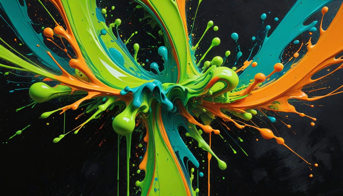 Abstract Art
Canvas splashed with neon green and orange swir...
