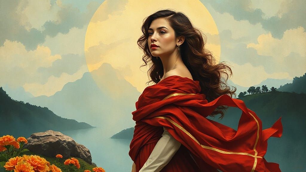 Elegant Woman in Art Nouveau Style