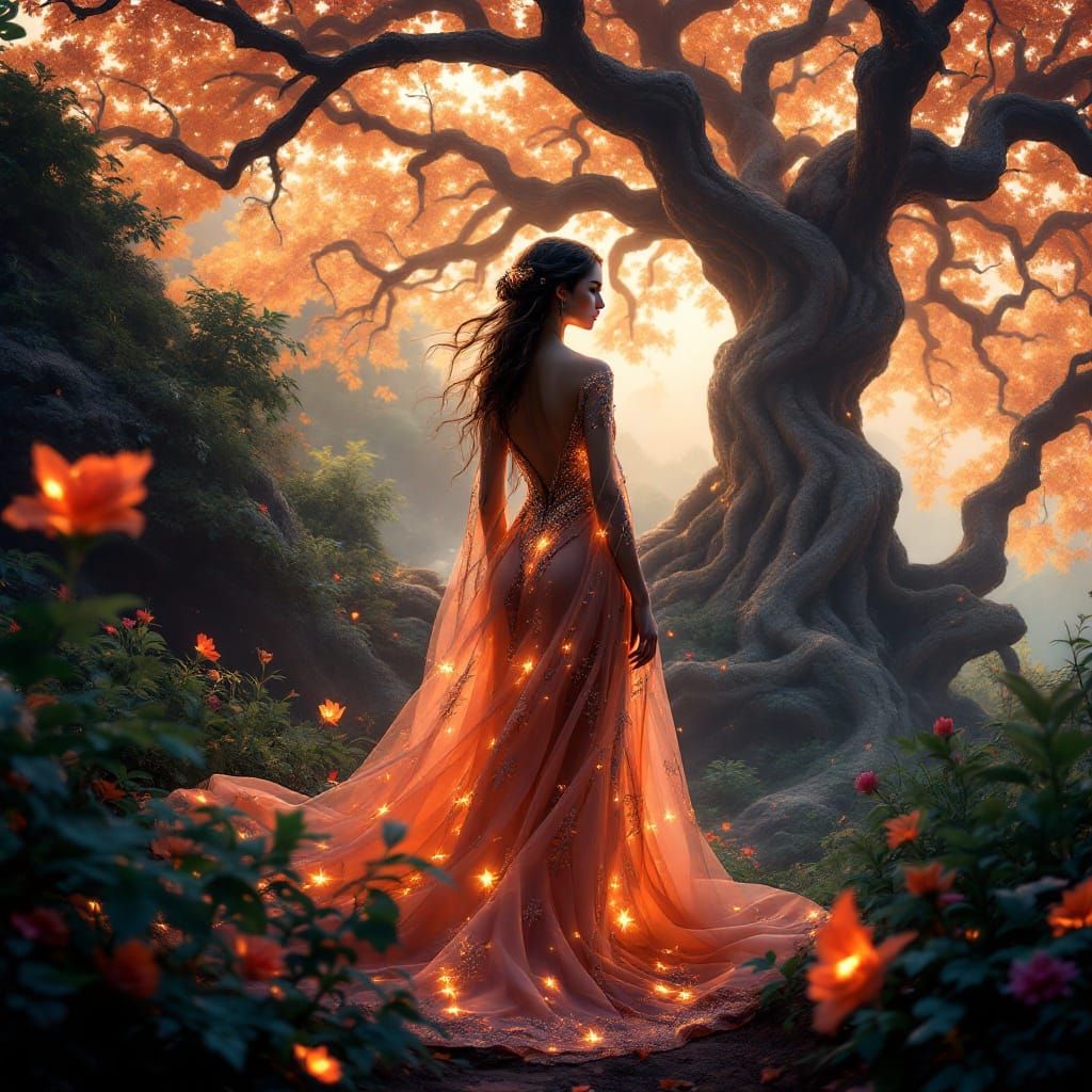 Regal Woman in Enchanted Forest