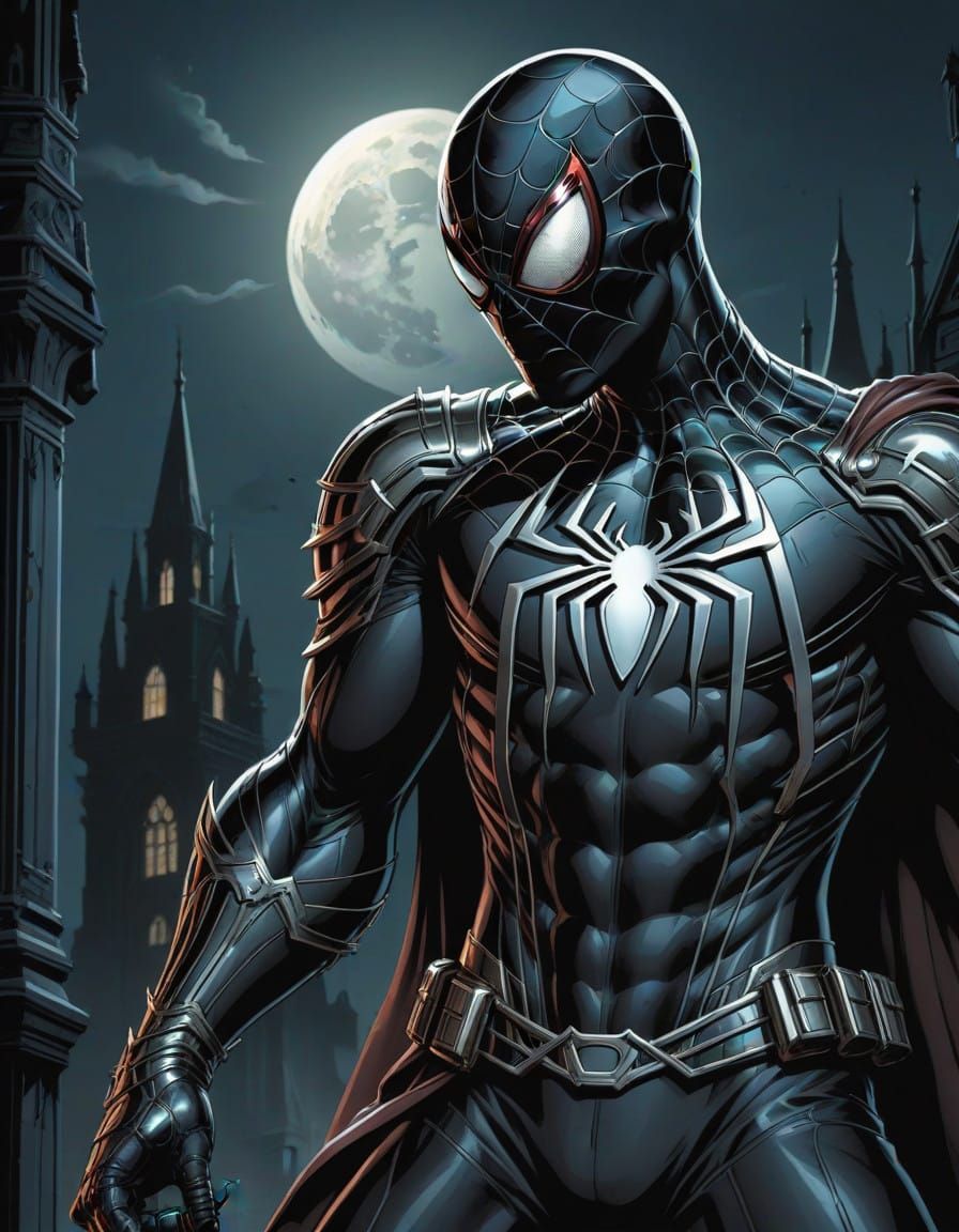 Spider-Man in Grim Dark Fantasy Iron Suit