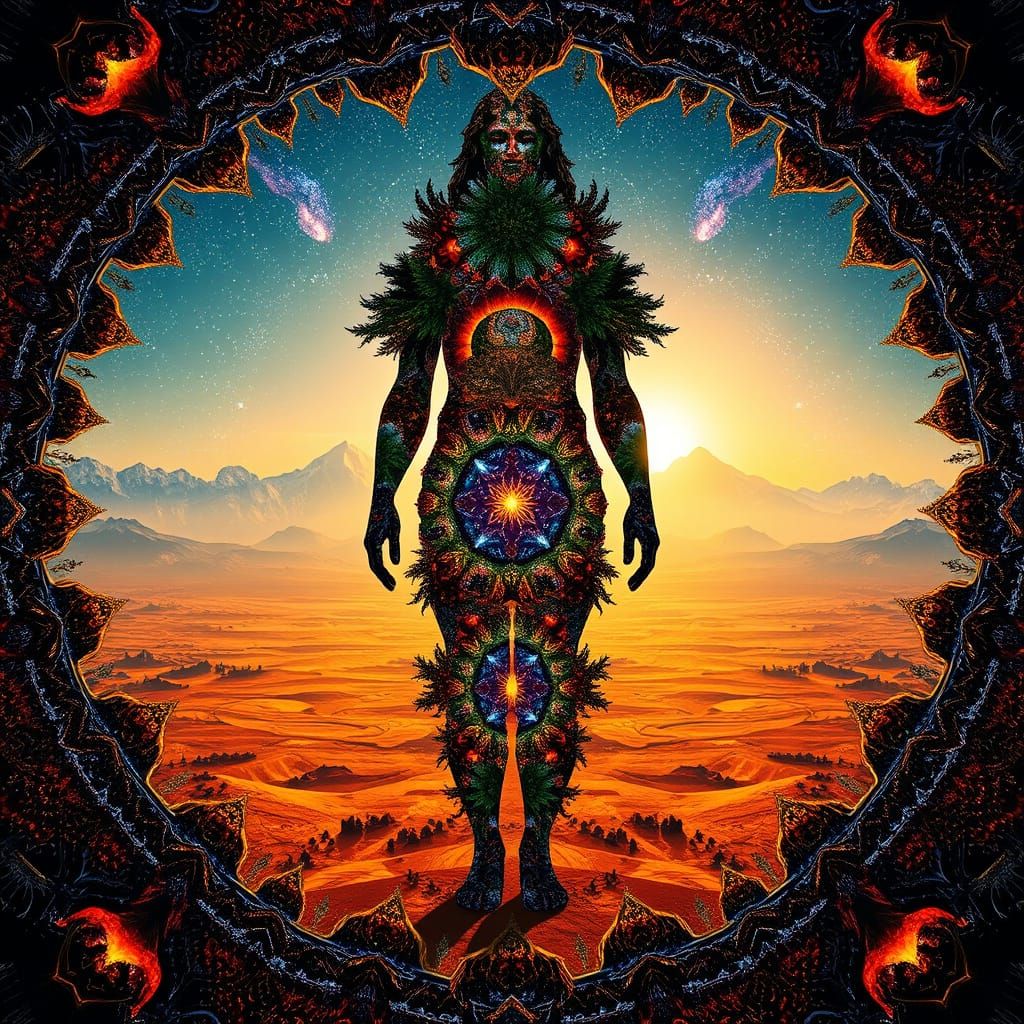 Fractal Nature Figure in Kaleidoscopic Landscape