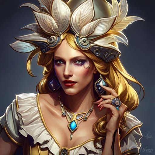 Golden Jesters Portrait in Art Nouveau Style