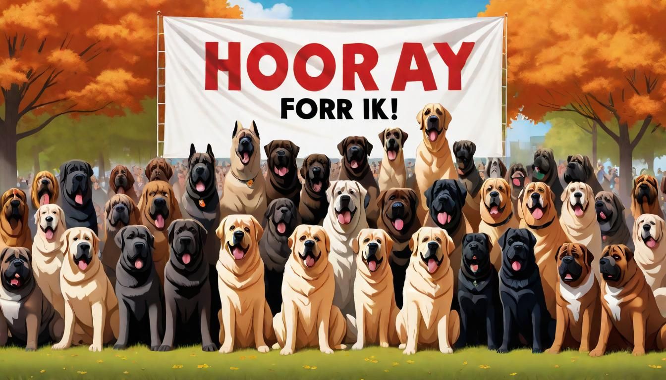 Dogs Celebrate Milestone in Cel Shaded Digital Art