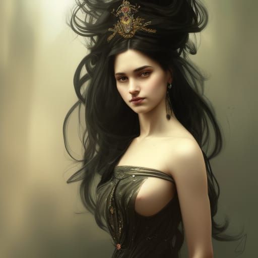 Elegant Portrait of Woman in Black Dress