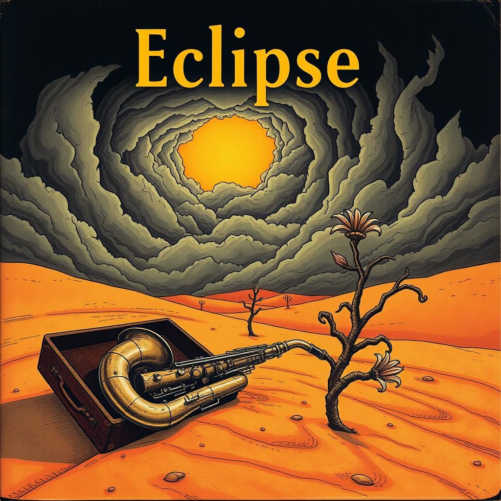 Jazz Album Cover: Desert Eclipse in Art Deco Style