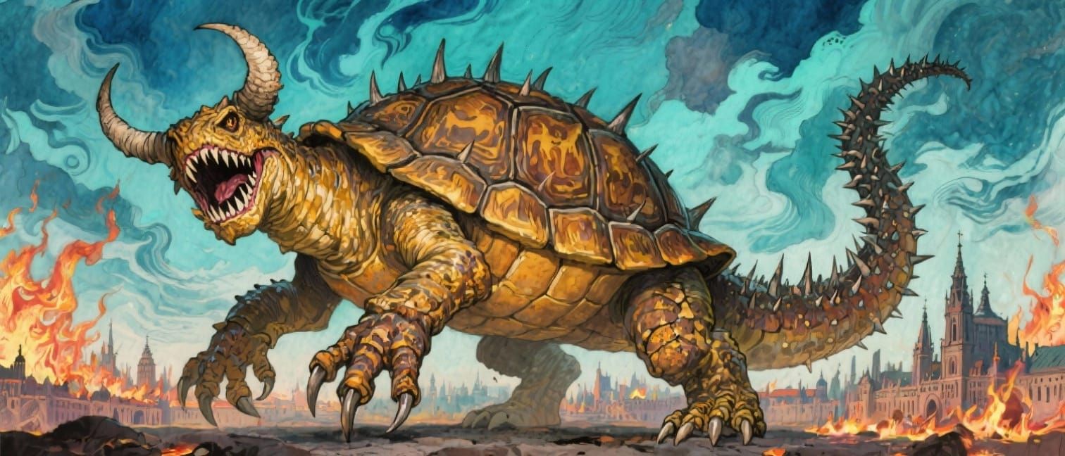 Tarrasque Rampage: Watercolour and Ink