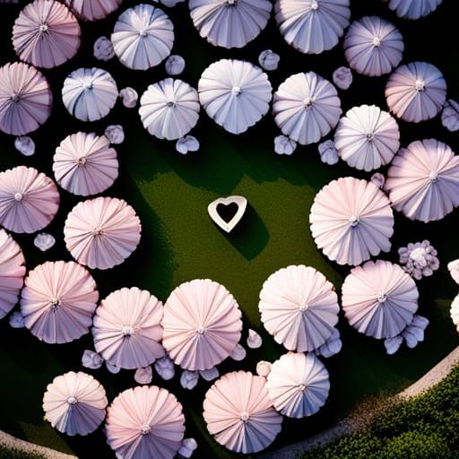 Heart-Shaped Sakura Garden Aerial View