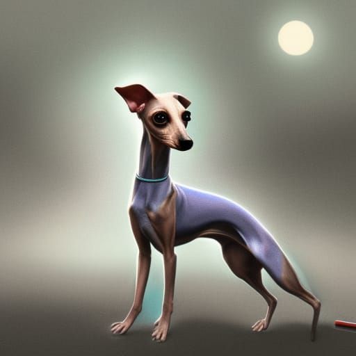 Detailed Colored Pencil Sketch of Italian Greyhound