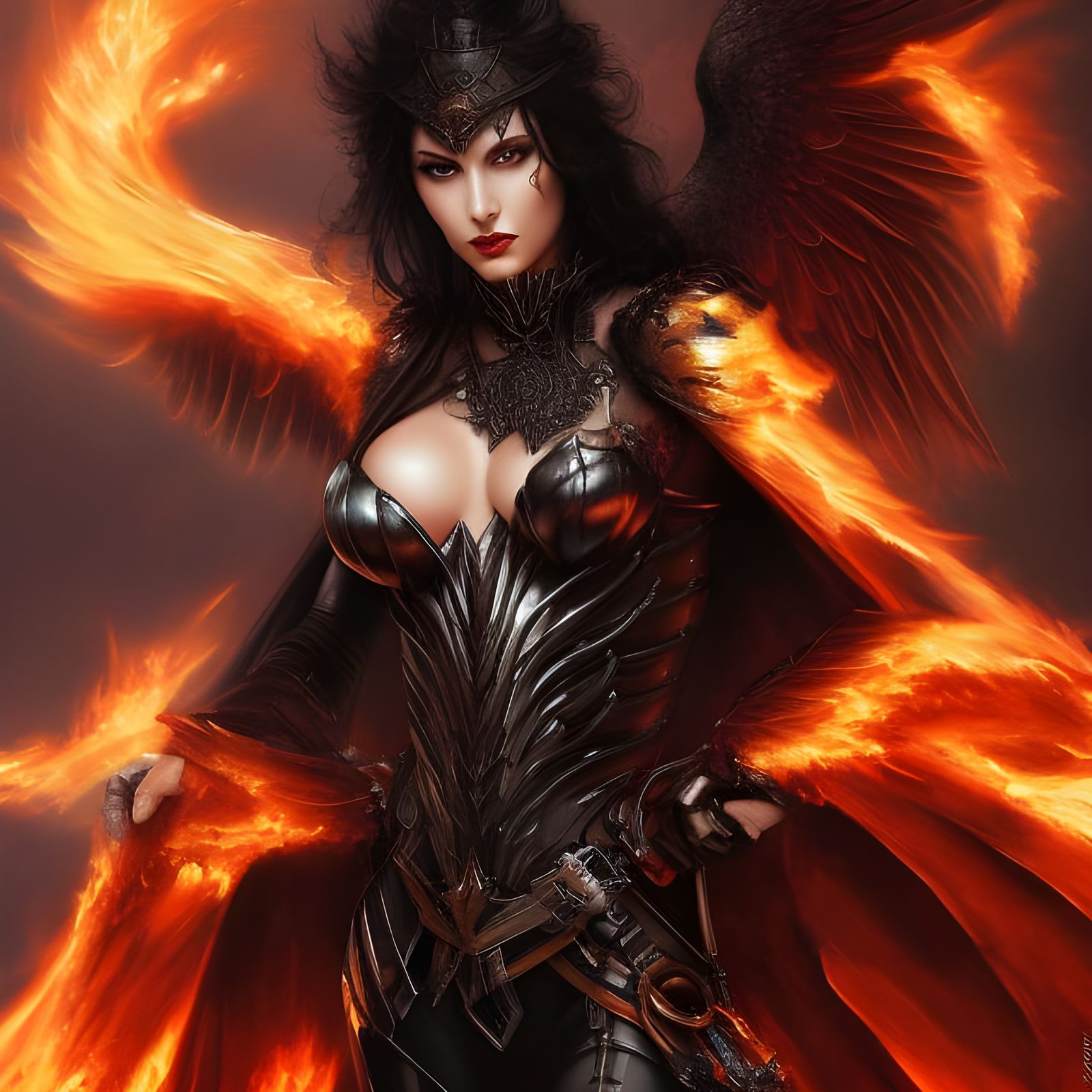 Fallen Angel Enters Hell in Gothic Art Style