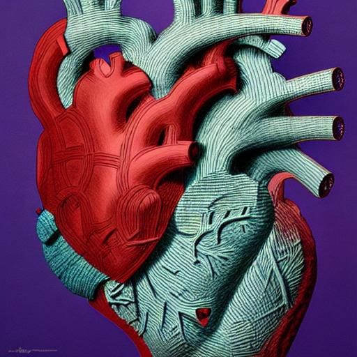 Translucent Glass Heart in Surrealist Style