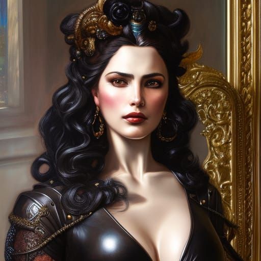 Rococo Lady in Leather and Lace Portrait