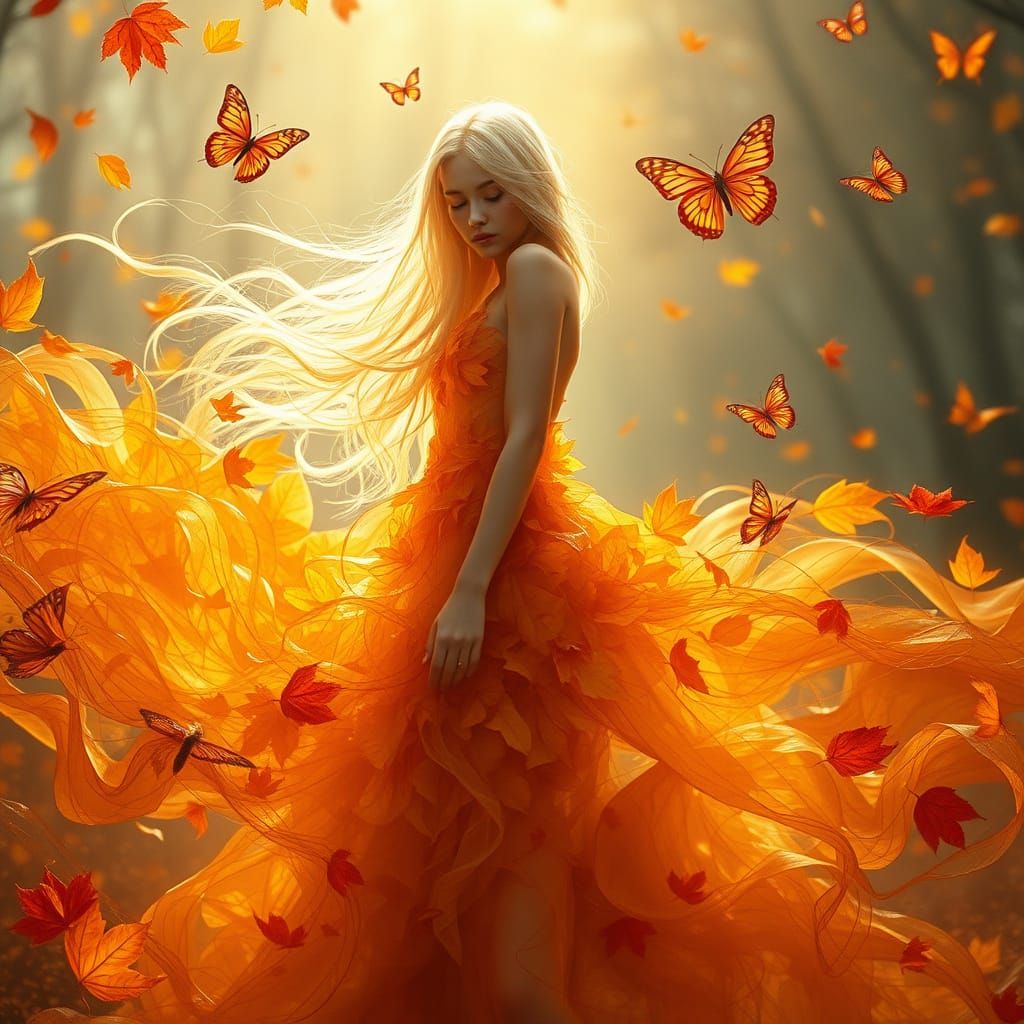 Ethereal Dreamscapes: Lotus Goddess in Autumn Splendor