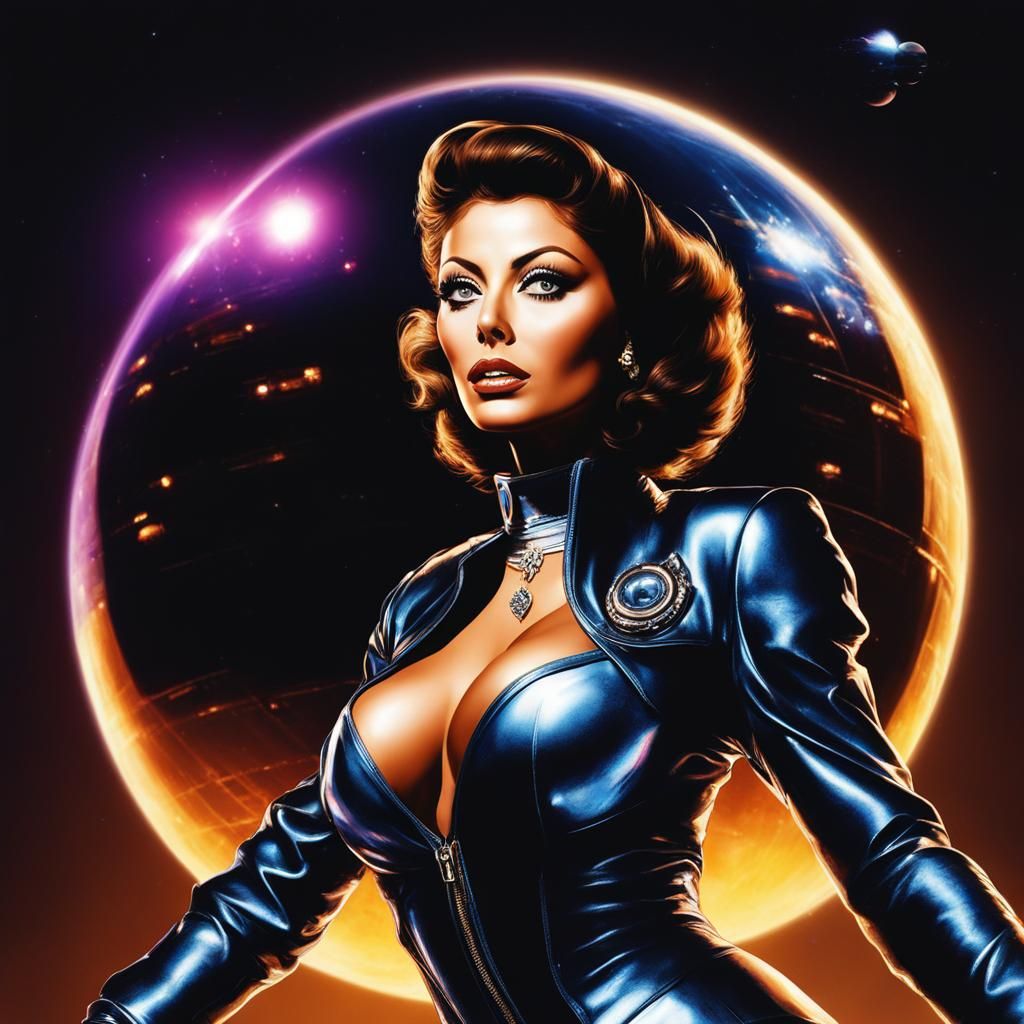 Sci-Fi Pinup Poster of Beautiful Woman