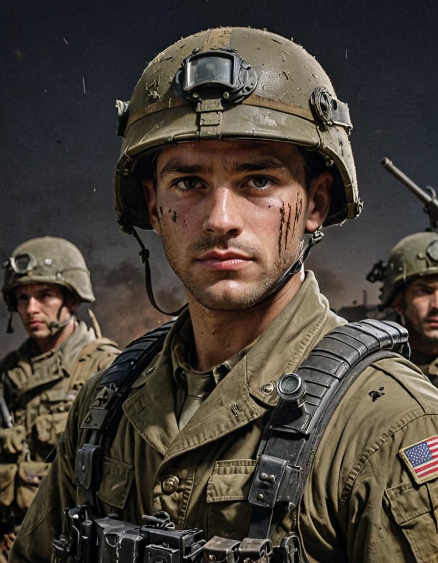 Modern Soldier in WWII Battlefield Portrait