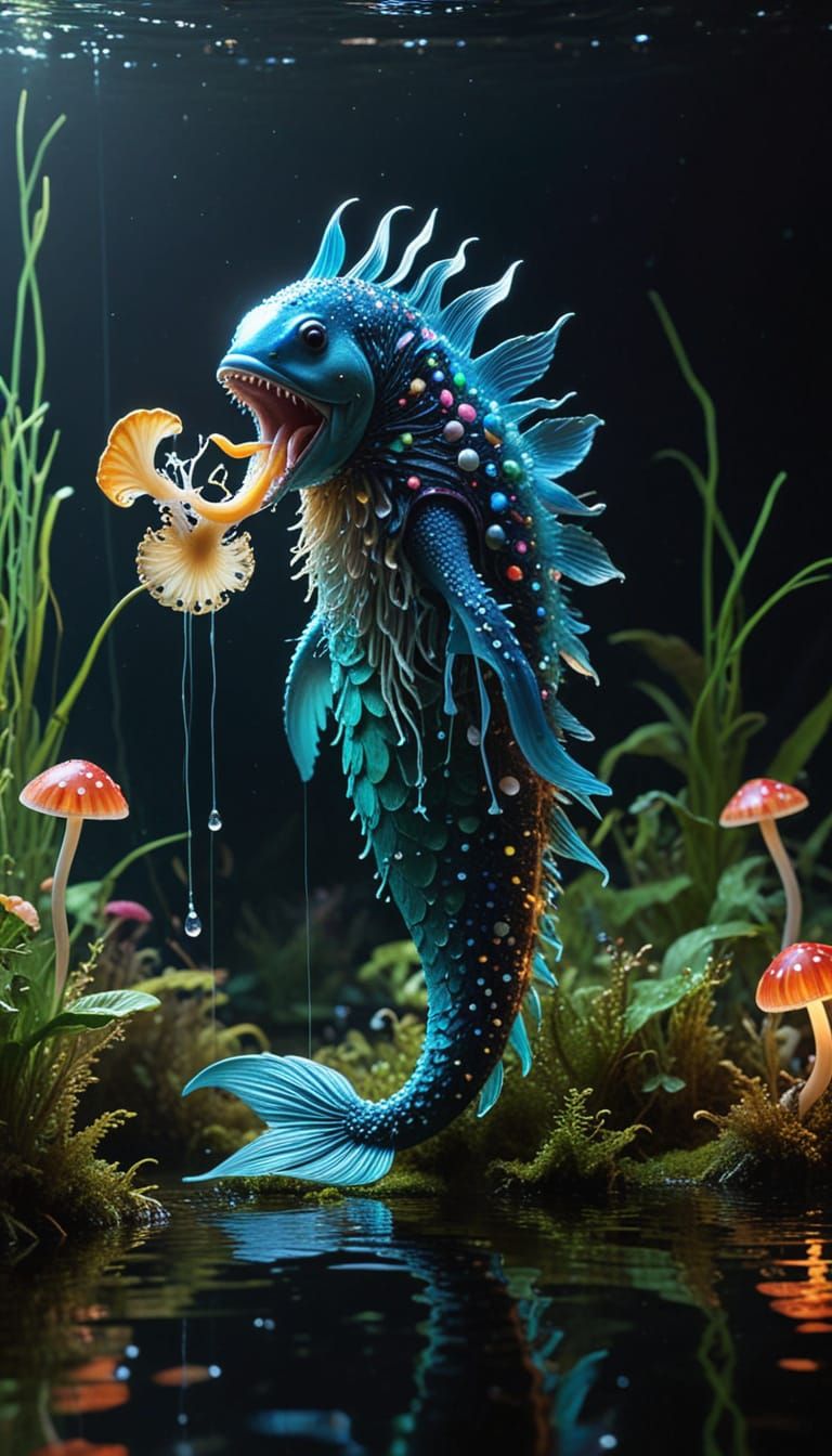 Surreal Sasquatch-Mermaid in Whimsical, Stop-Motion Chaos