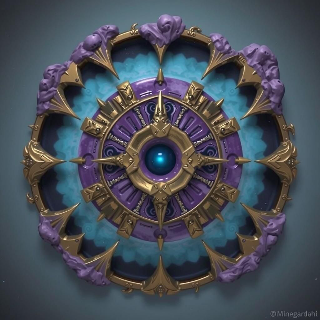 Mystical Ibex on Aztec Geode in Surreal Scene