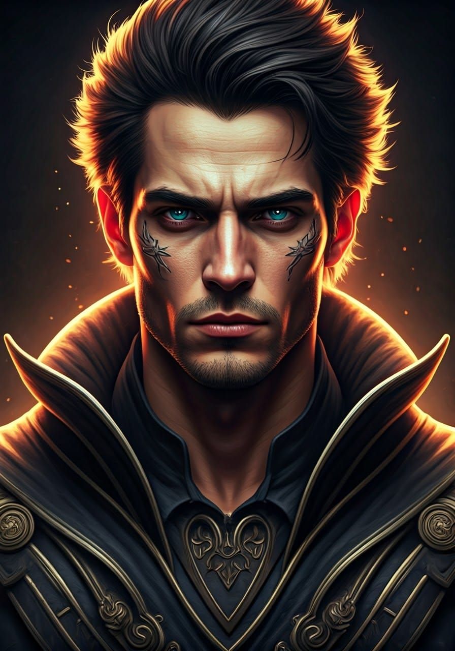 Charismatic Man Portrait in Art Nouveau Style