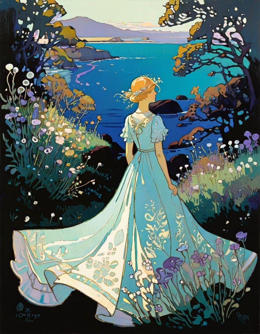 Seaside Wildflowers in Vibrant Oil Paint Style