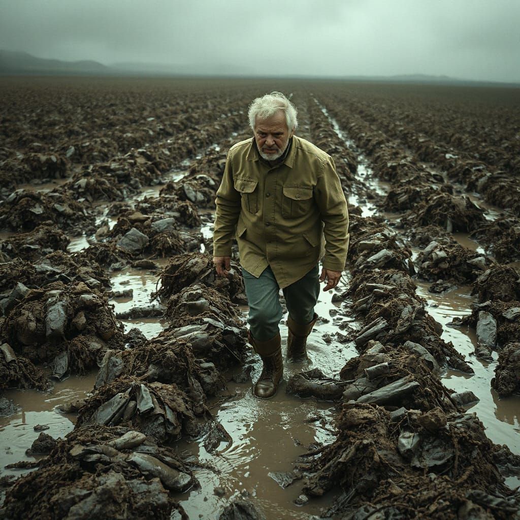 Man Struggles Through Treacherous, Earthy Landscape