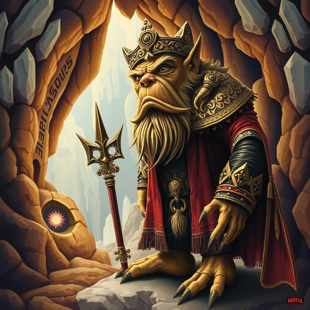Guardian Troll of Crystal Cave as Renaissance Tapestry