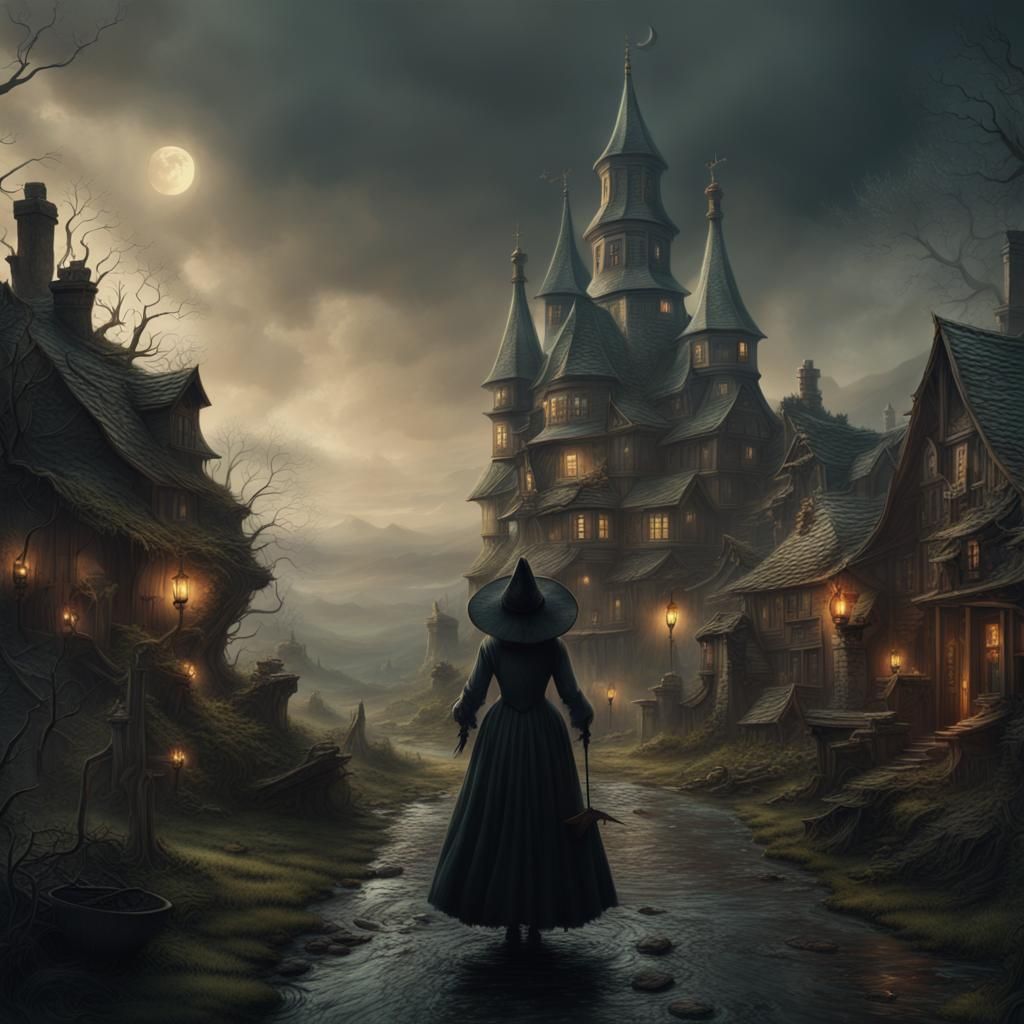 Cinematic Digital Painting of an Old Witch