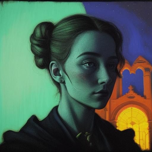 Carnelian Alien Silhouette in Gothic Astro Palace