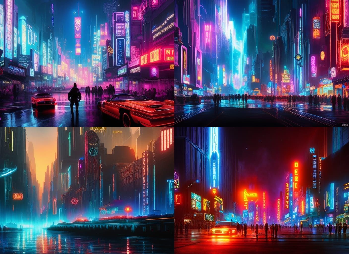 Neon Cityscape in Cyberpunk Style