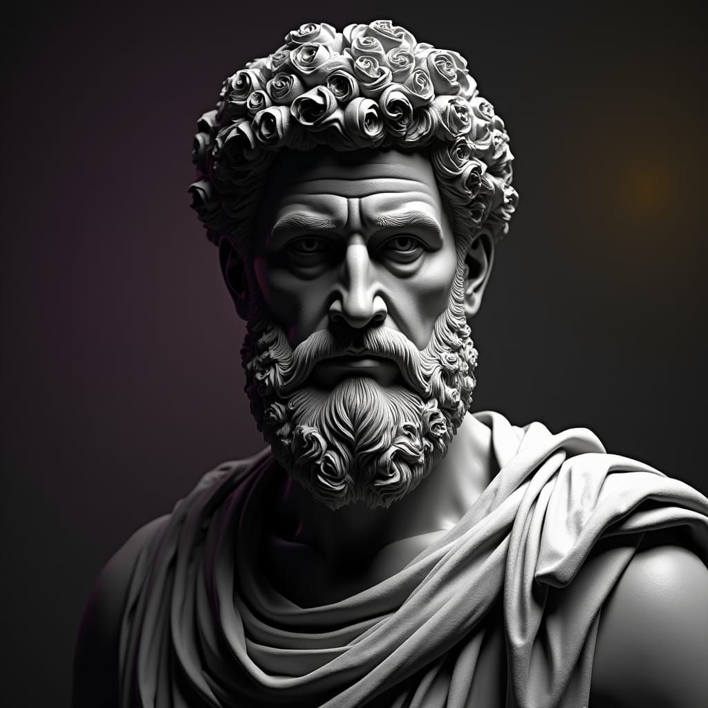 Dramatic Portrait of Marcus Aurelius in Art Nouveau Style