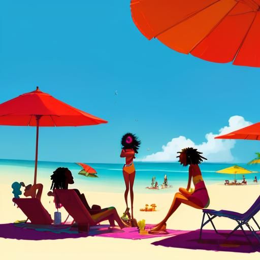 Relaxing Day on Negril Beach in Abstract Style