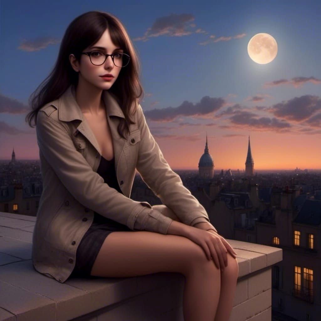 Rooftop Contemplation: A Hyperrealistic Portrait