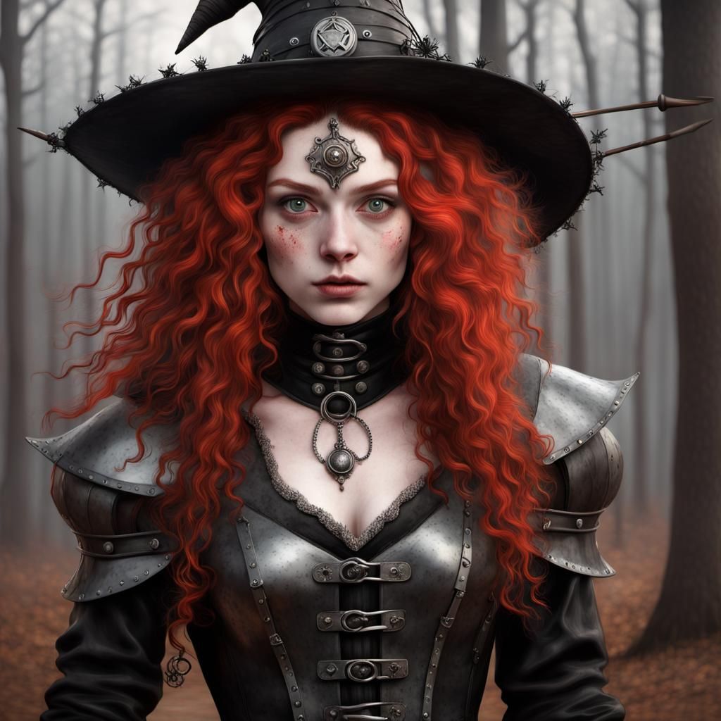 Steampunk Witch in Impasto Painting Style