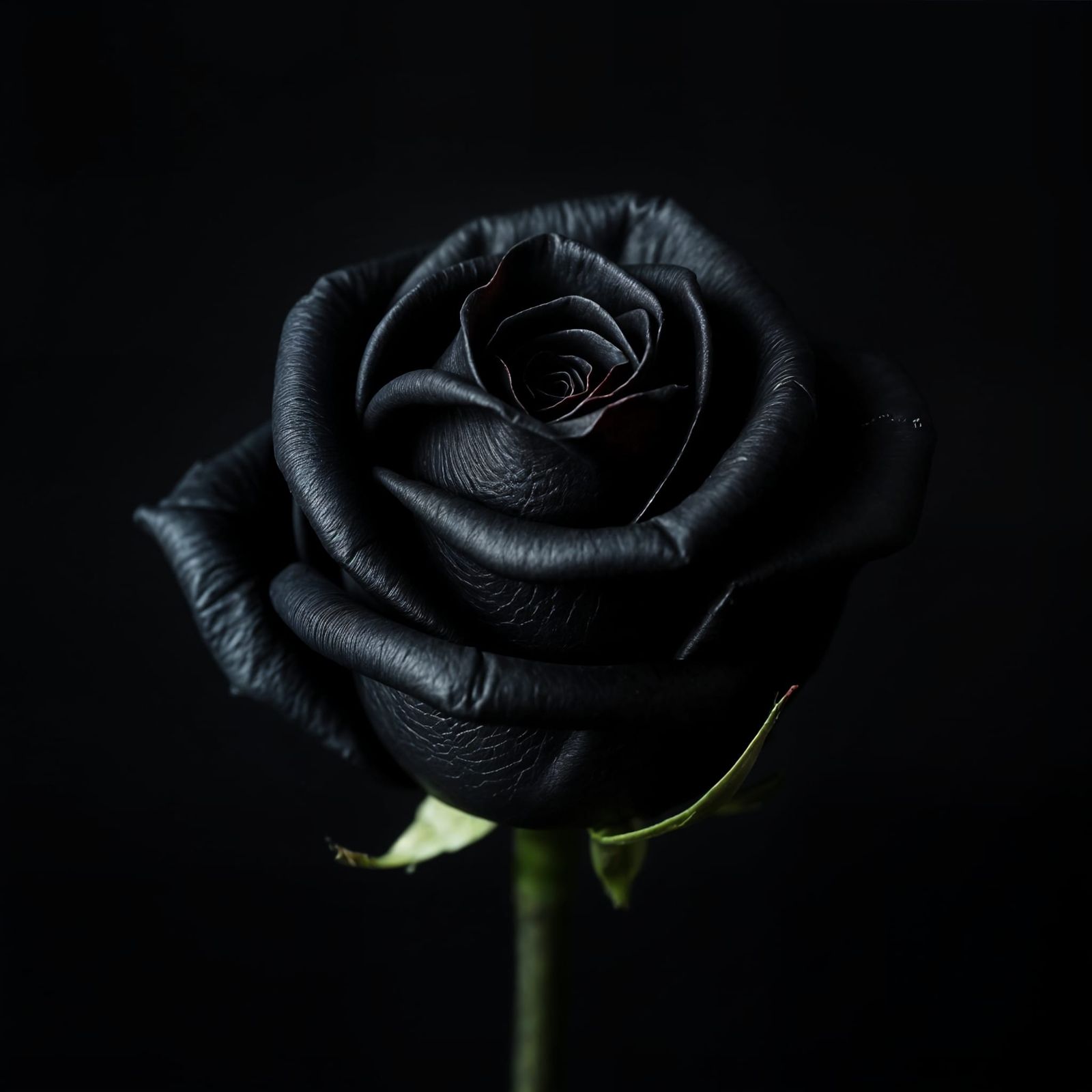 Surreal Black Leather Rose Blooms in Hyperealistic Detail
